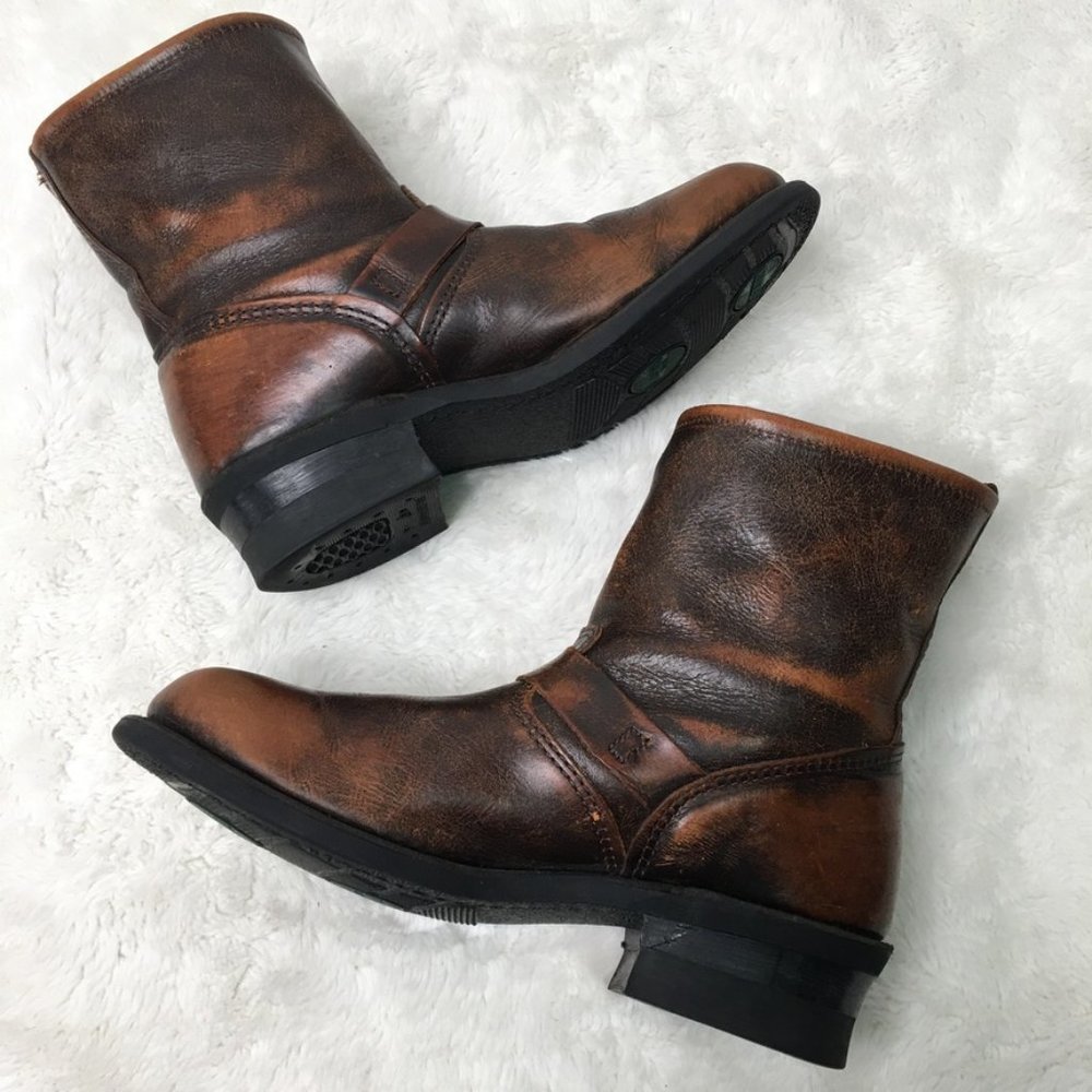 FRYE Women's Pull On Brown Leather Boots Size 8 - Picture 3 of 16